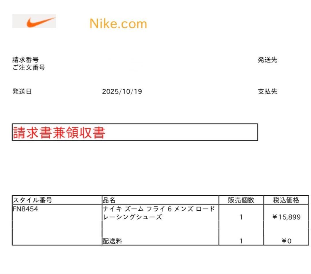 NIKE ZOOM FLY 6（ズームフライ6）MENS 25.5cm ブラック
