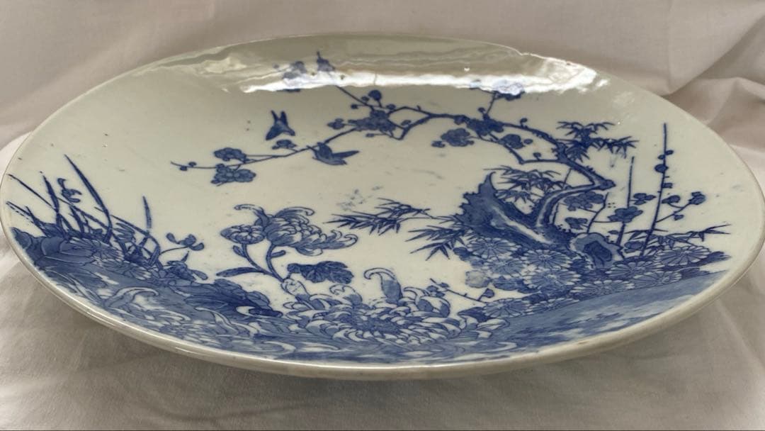 骨董品アンティーク 明治 大皿 31cm 花鳥文 染付 古伊万里？ - メルカリ