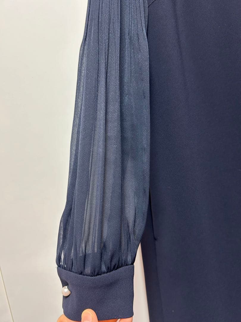 【超美品】 23区 トリアセダブルジョーゼット ワンピース ネイビー系38