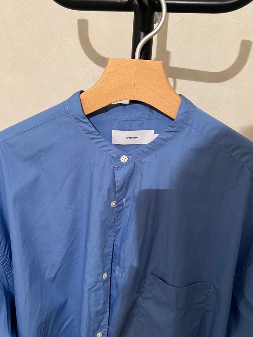 Graphpaper ブロードオーバーサイズバンドカラーシャツBlue 25SS