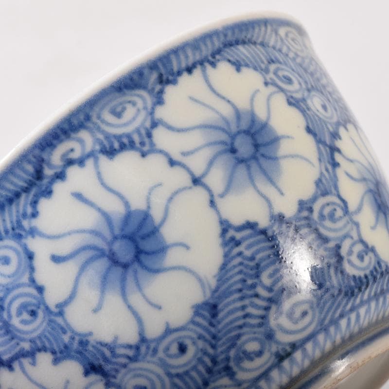 伊万里焼　古伊万里　富貴長春　染付花文　煎茶碗　四客　7685