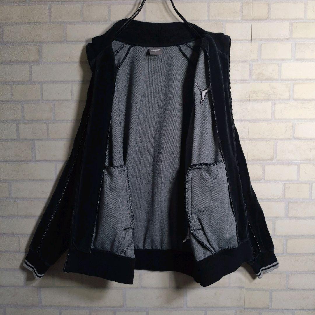 プーマ★PUMA ベロア 刺繍ロゴ リブライン セットアップ ジャージ 黒 M