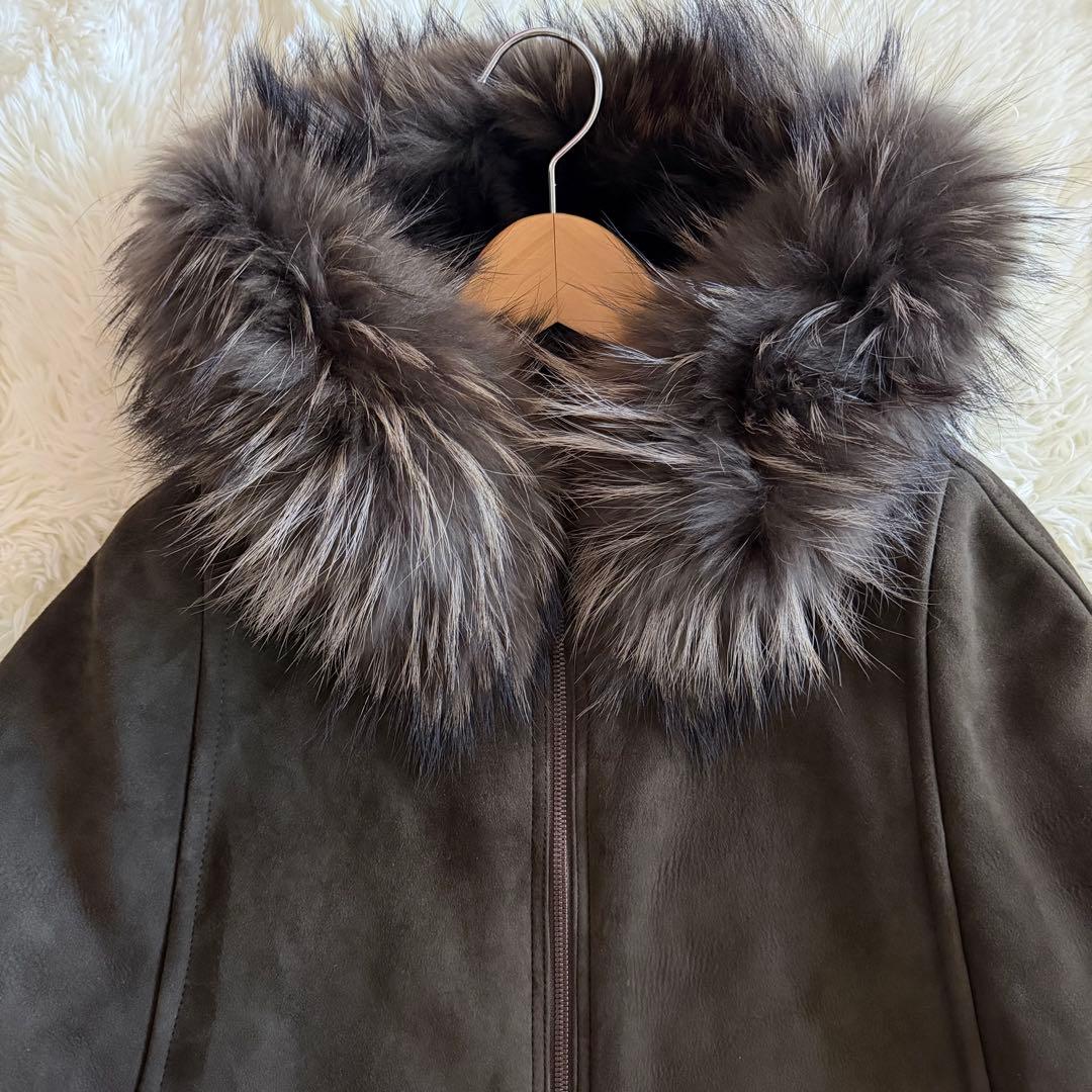 【極美品】グレースコンチネンタル　ムートンポンチョ　ラクーンファー　濃茶　S