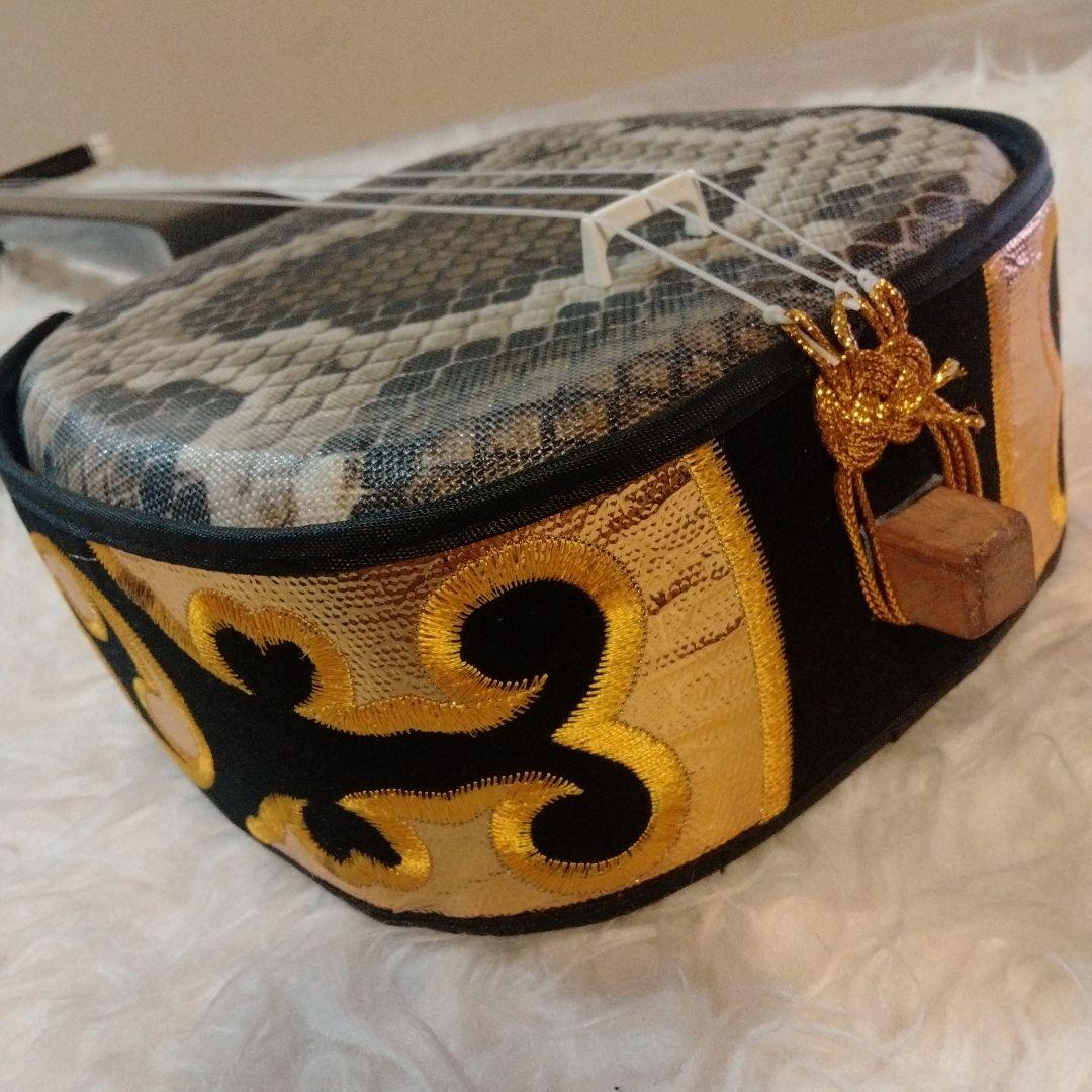 美品　三線 ヘビ合成皮革