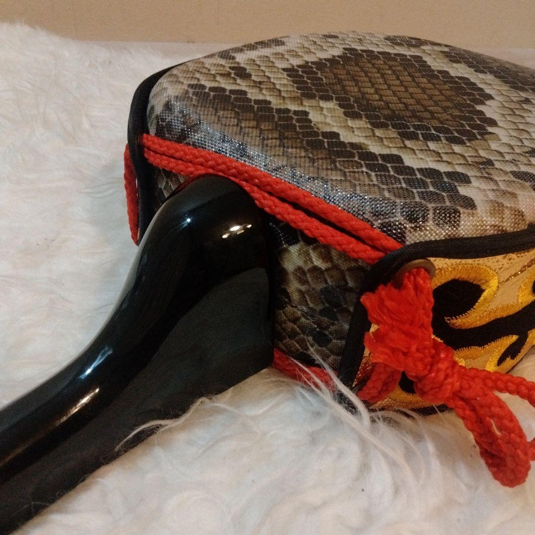 美品　三線 ヘビ合成皮革