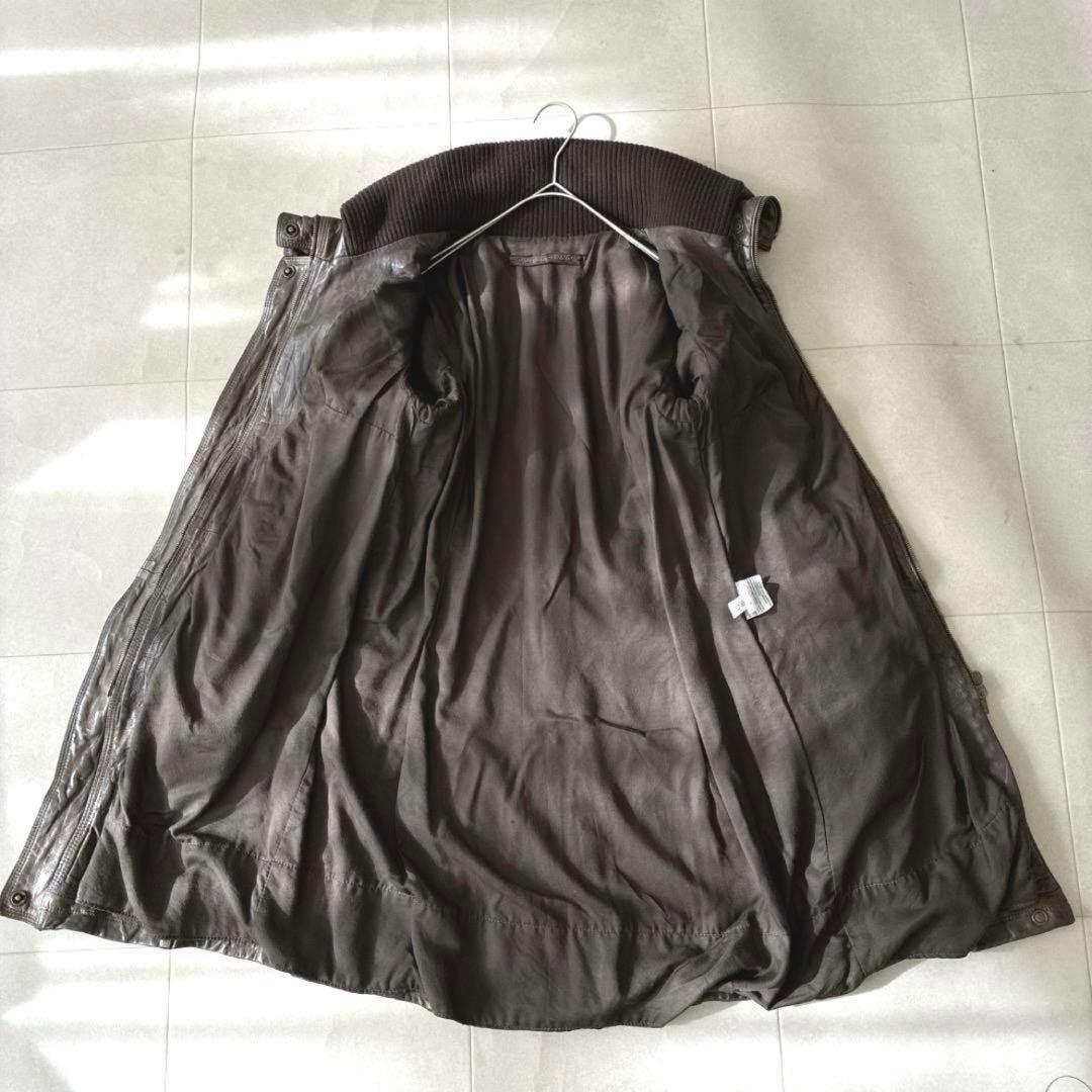 サルバトーレサントロ♡ラムレザー 本革 ロングコート ニット切替 イタリア製