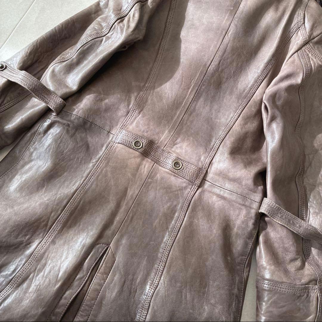 サルバトーレサントロ♡ラムレザー 本革 ロングコート ニット切替 イタリア製