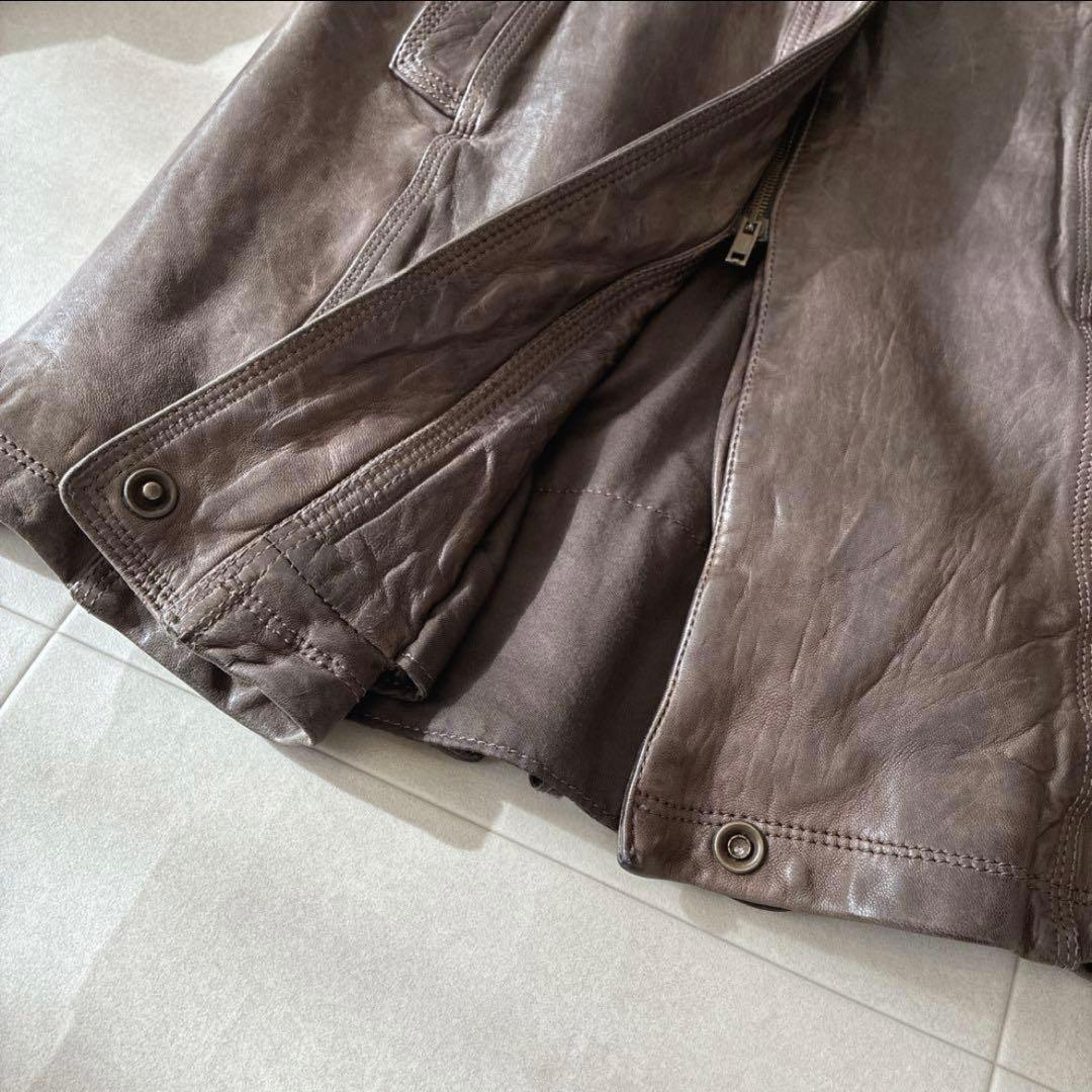 サルバトーレサントロ♡ラムレザー 本革 ロングコート ニット切替 イタリア製