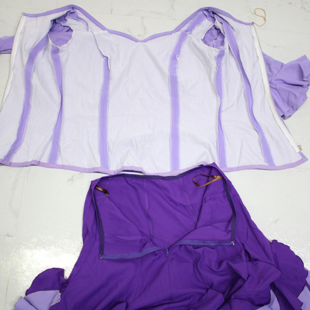 【フラメンコ衣装】パープル×豪華ボランテ 上下セット セットアップ ツーピース