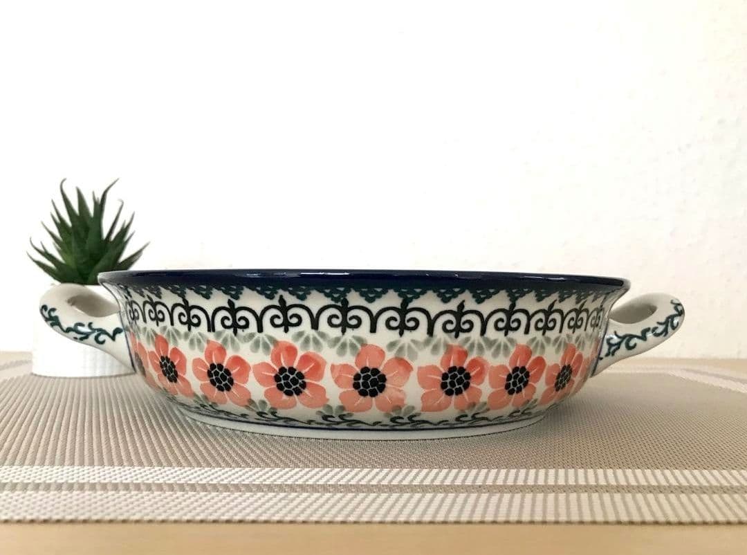 新品　ポーランド食器　取っ手付きボウル　266　中　レトロ　ツェラミカ