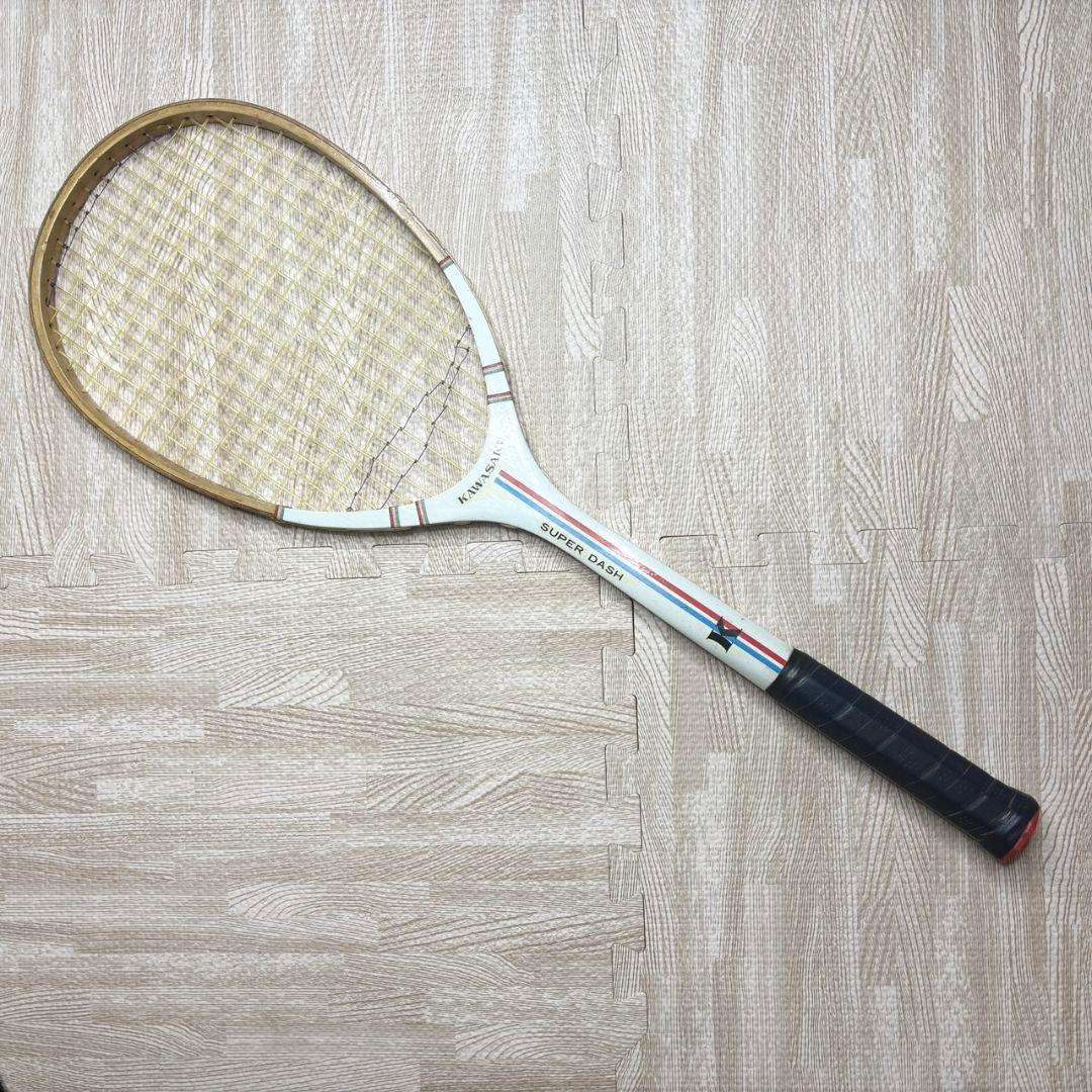 KAWASAKI カワサキ 木製 テニスラケット レトロ ヴィンテージ スポーツ