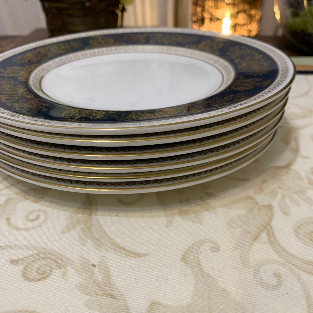 未使用　ウェッジウッド コロンビア　ブルー＆ゴールド　17.5cmプレート