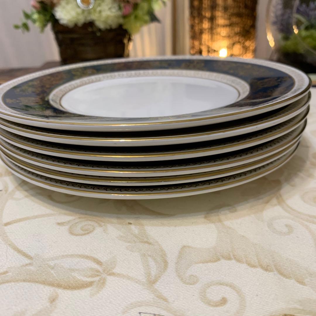 未使用　ウェッジウッド コロンビア　ブルー＆ゴールド　17.5cmプレート