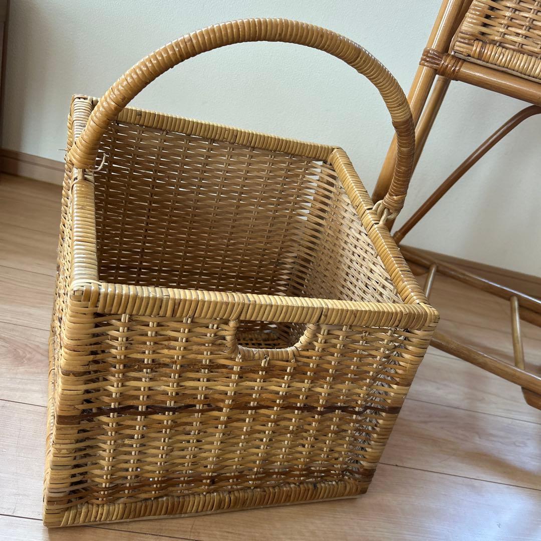 昭和レトロ　籐 ラタン　脱衣カゴ　バスケット　籐カゴ　ヴィンテージ