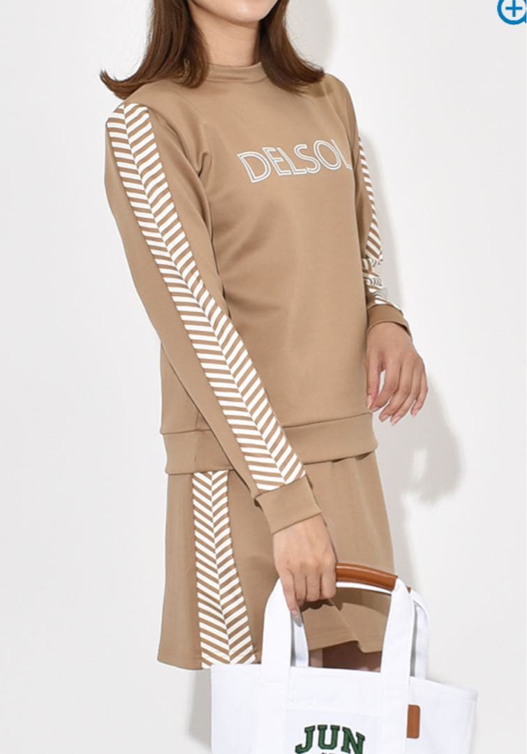 新品　デルソルゴルフ　セットアップ　スウェット　スカート　ヘリンボーン　ベージュ