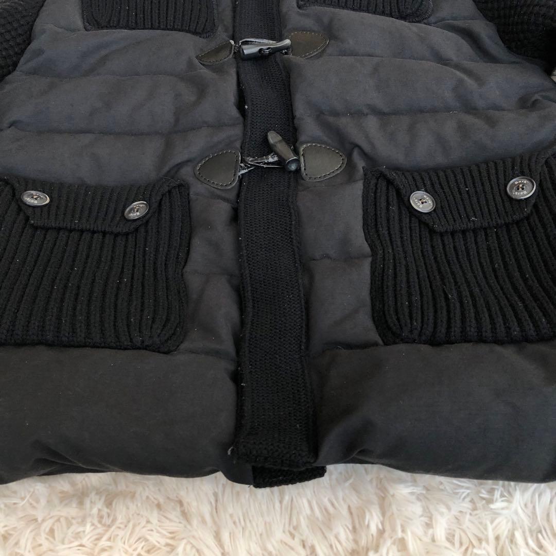 Barkバーク　ニット切替ダウンジャケット　ブラック黒　L　フード脱着可