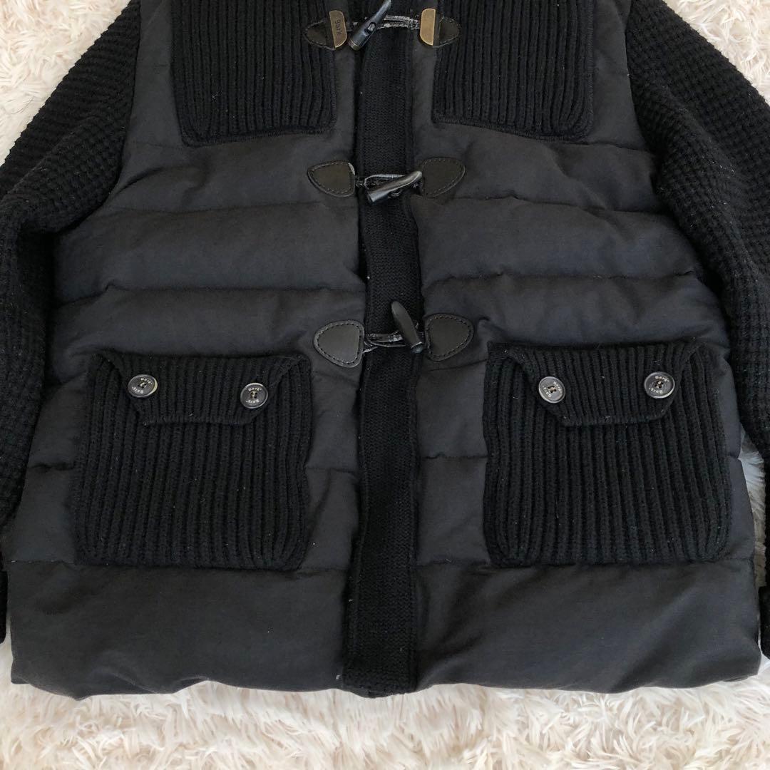 Barkバーク　ニット切替ダウンジャケット　ブラック黒　L　フード脱着可