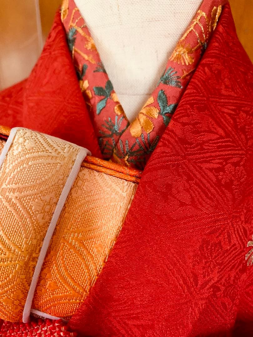 七五三　三歳の女の子のお支度　正絹お宮参り初着　襦袢まで全て正絹お着物フルセット