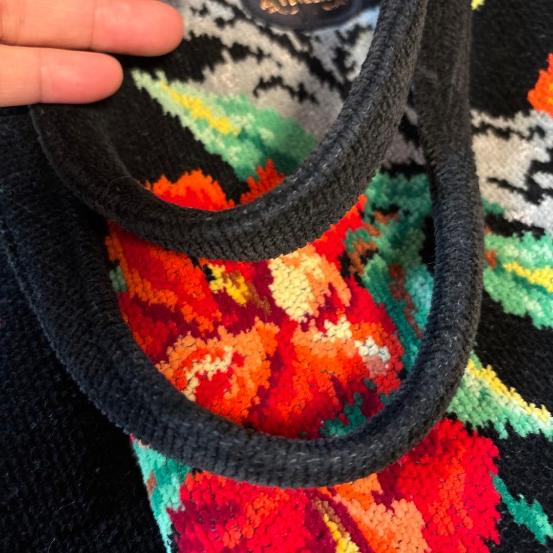 希少型　フェイラー FEILER トートバッグ 花柄 がま口　ブラック