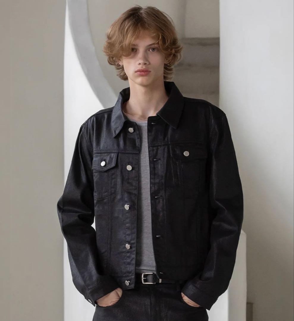 コーティングデニムジャケット ブラック