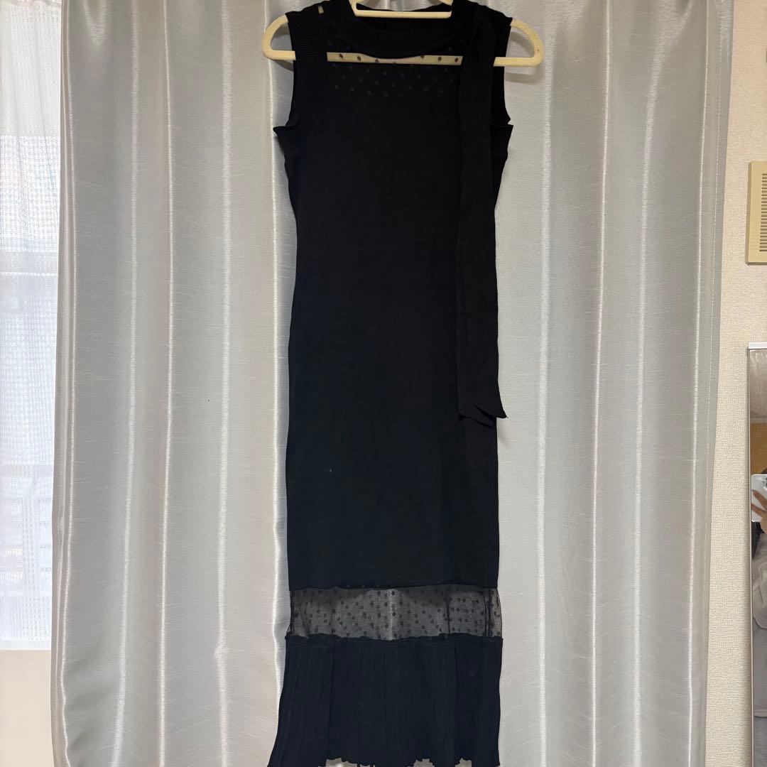 lumignon dot sheer pleats long op ワンピース