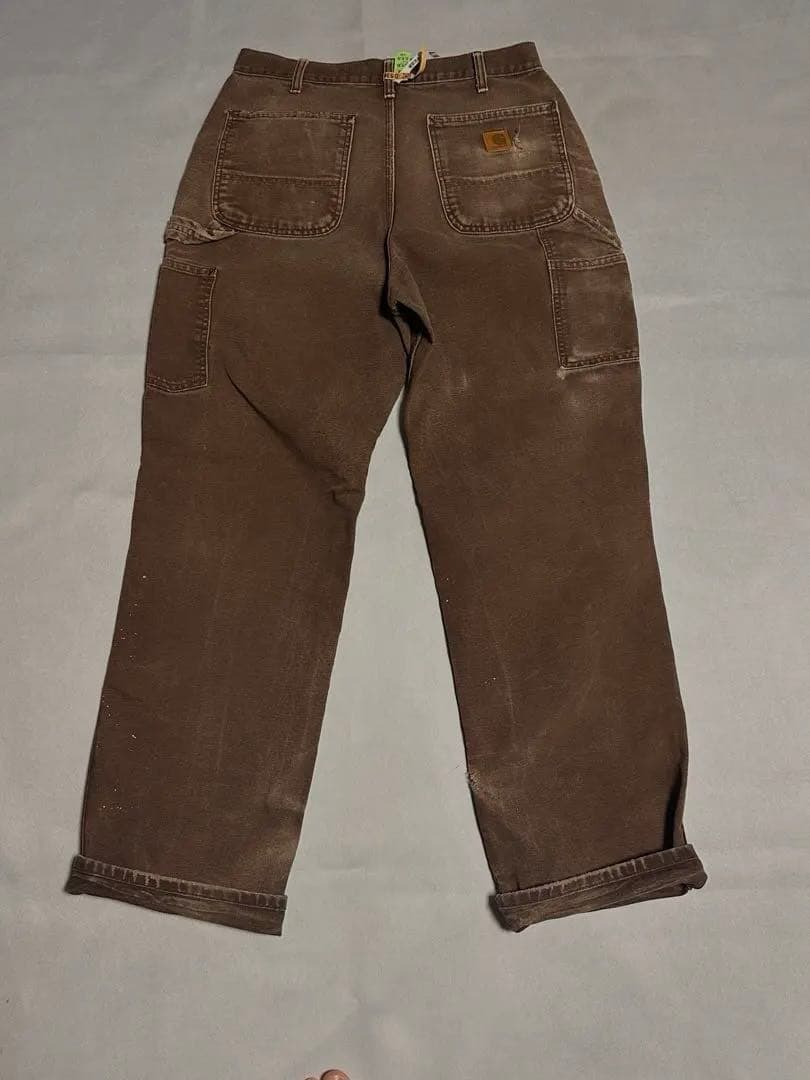カーハート　ダークブラウン　ダックパンツ　ペインターパンツ　ワークパンツ　ペンキ