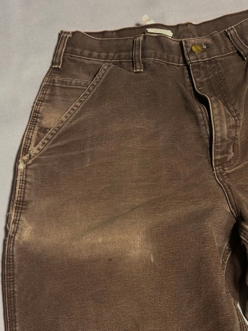 カーハート　ダークブラウン　ダックパンツ　ペインターパンツ　ワークパンツ　ペンキ