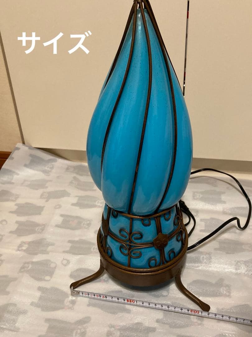 フロアランプ　アジアン　ガラス　ブルー　間接照明　モロッカン　バリ　フロアライト