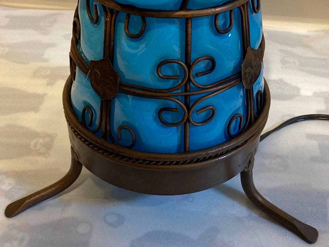 フロアランプ　アジアン　ガラス　ブルー　間接照明　モロッカン　バリ　フロアライト