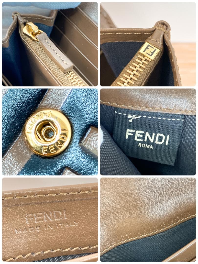 フェンディ エフイズ コンチネンタルウォレット 長財布 ズッカ柄 ブラウン