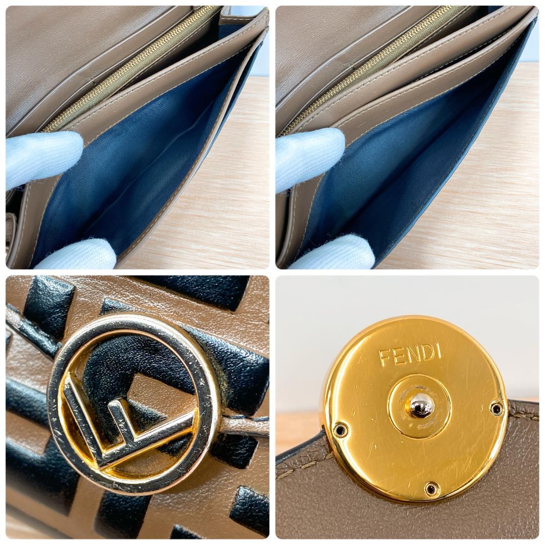 フェンディ エフイズ コンチネンタルウォレット 長財布 ズッカ柄 ブラウン