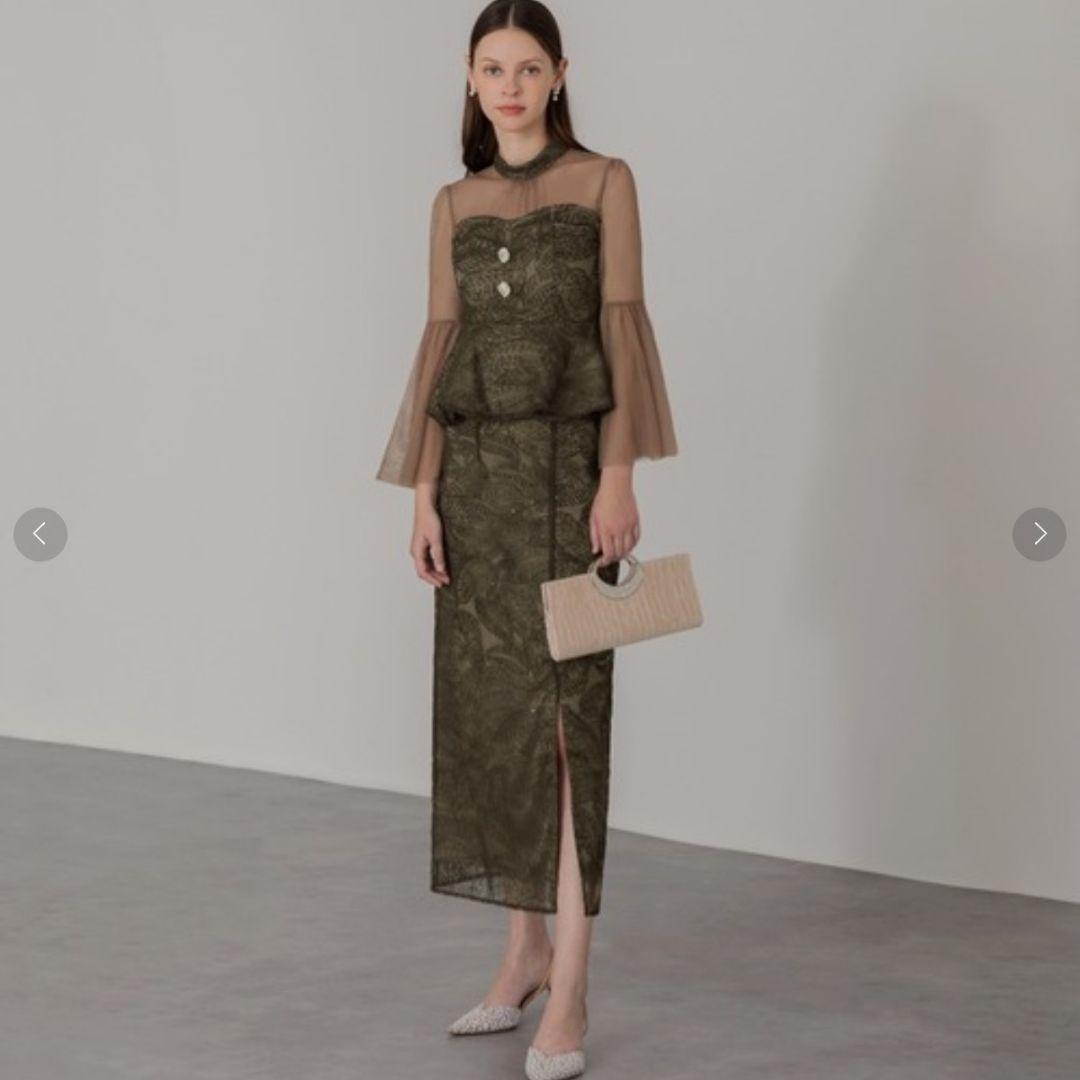 美品 Leja スパンコール ビジューボタンセットアップ ワンピース ドレス