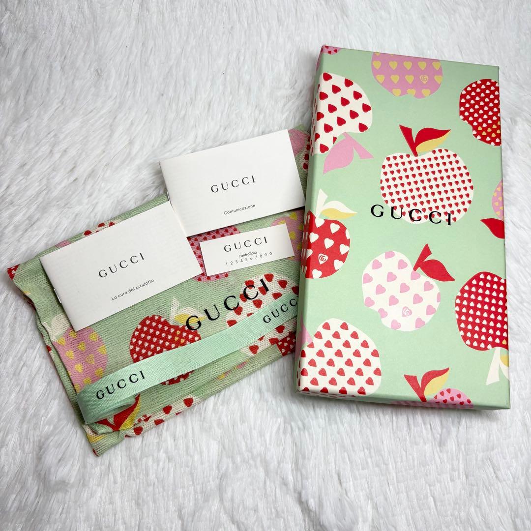 ✨付属品完備✨ グッチ 長財布 GGスプリーム りんご アップル ピンク ハート