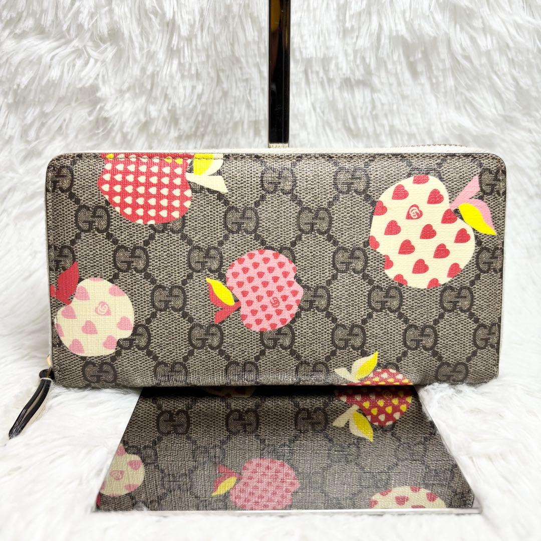 ✨付属品完備✨ グッチ 長財布 GGスプリーム りんご アップル ピンク ハート
