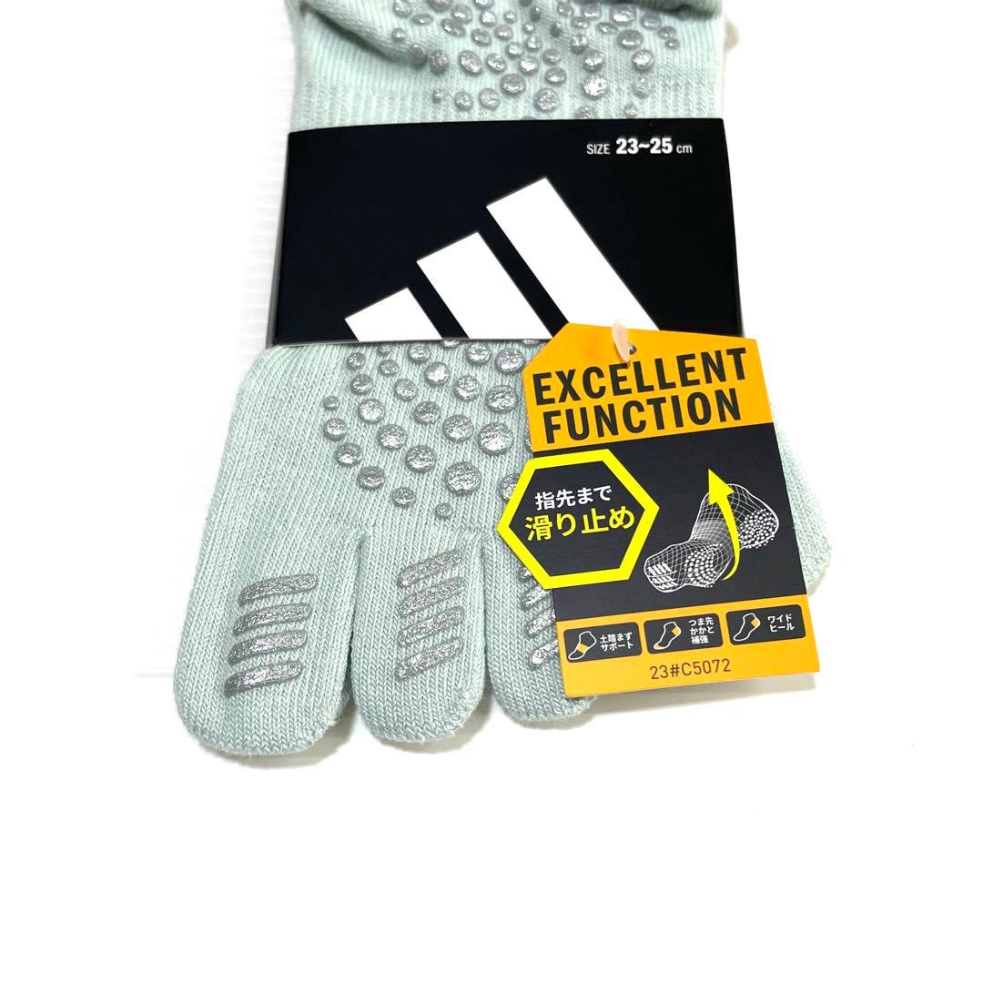 レディース【アディダス×福助】五本指ソックス滑り止め付き 2足セット