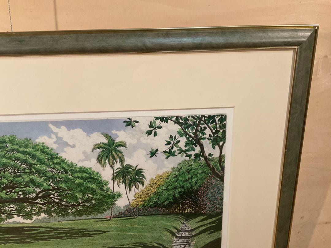 キャロルコレット「MOANALUA GARDEN 」銅版画＋手彩色 直筆サイン有