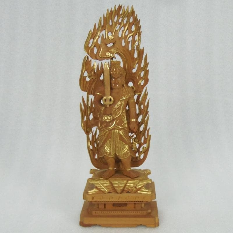 お盆お彼岸大特価中　白檀仏像★白檀 不動明王3.5寸 金泥★お不動さん★お仏壇に