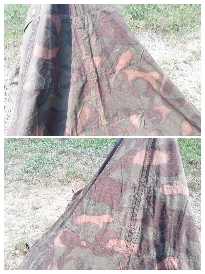 【希少】ハンガリー軍　テントシート2枚組　ハリケーン迷彩　軍幕テント