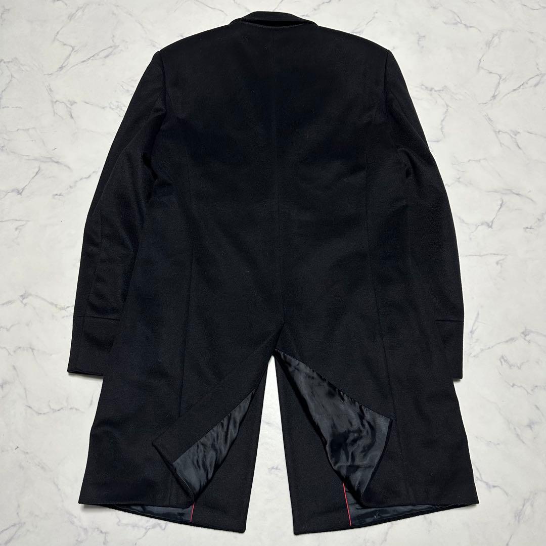 未使用級美品　希少　ヒューゴボス　カシミヤ100%チェスターコート ブラック
