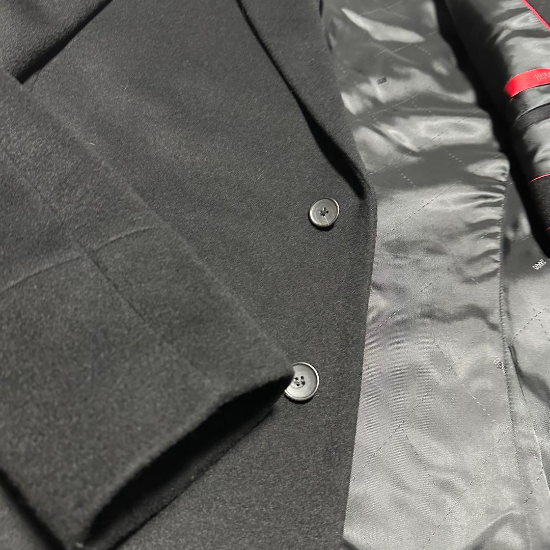 未使用級美品　希少　ヒューゴボス　カシミヤ100%チェスターコート ブラック