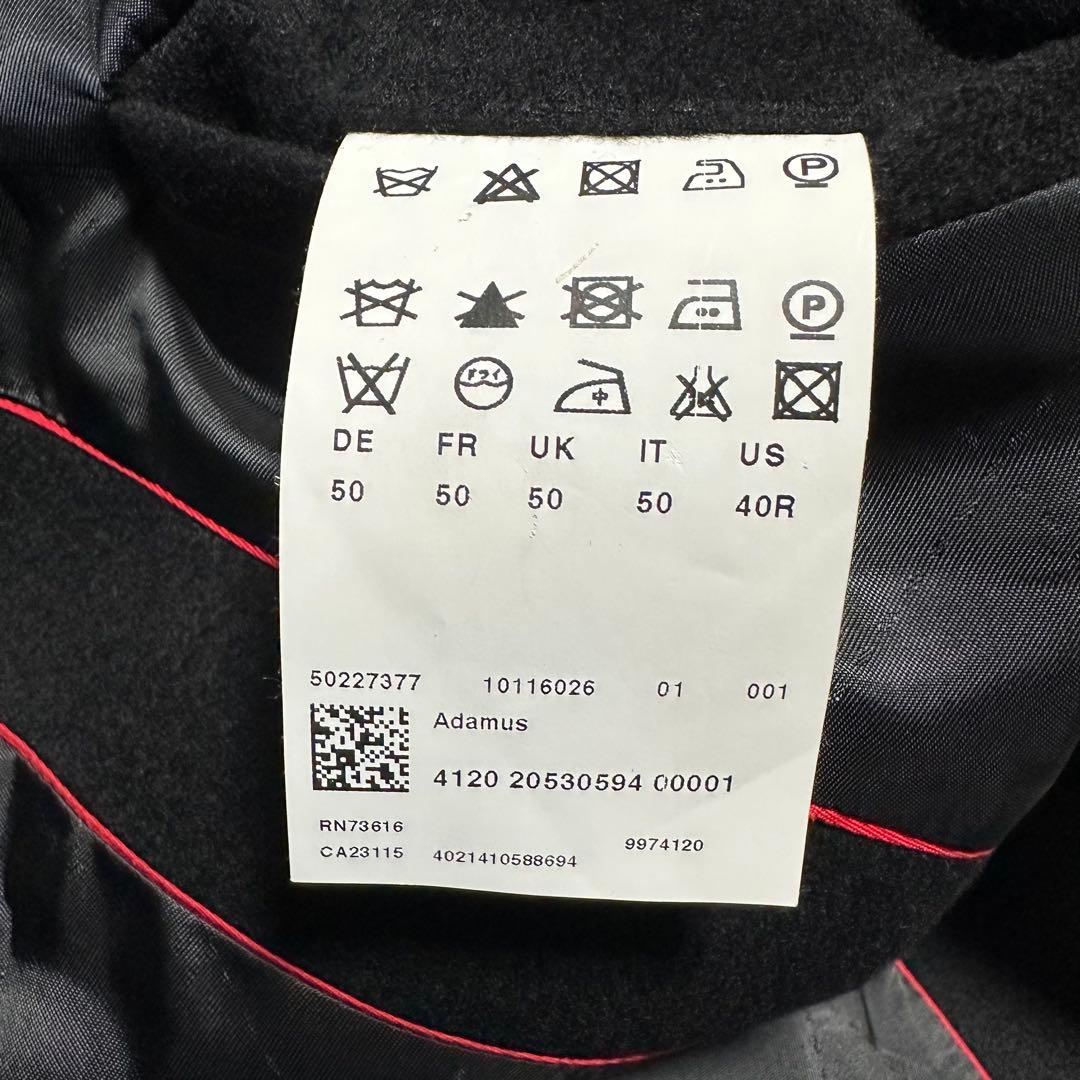 未使用級美品　希少　ヒューゴボス　カシミヤ100%チェスターコート ブラック