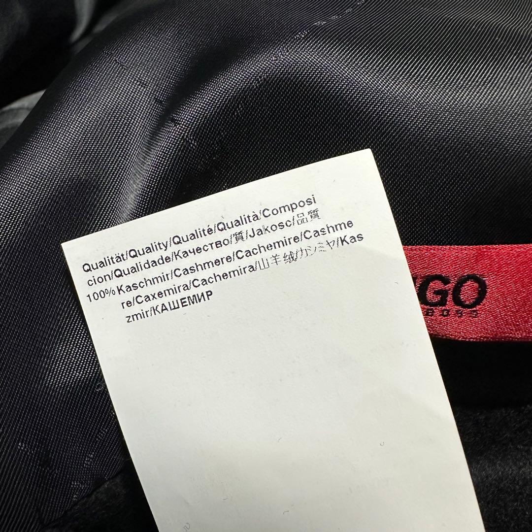 未使用級美品　希少　ヒューゴボス　カシミヤ100%チェスターコート ブラック