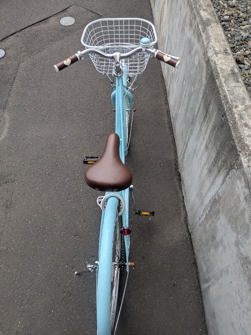 水色シティサイクル バスケット付き24インチ