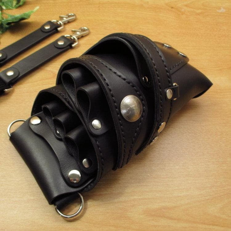 コンチョ付　オールブラック　５丁差し　 本革シザーケース　SCA-125/CKD