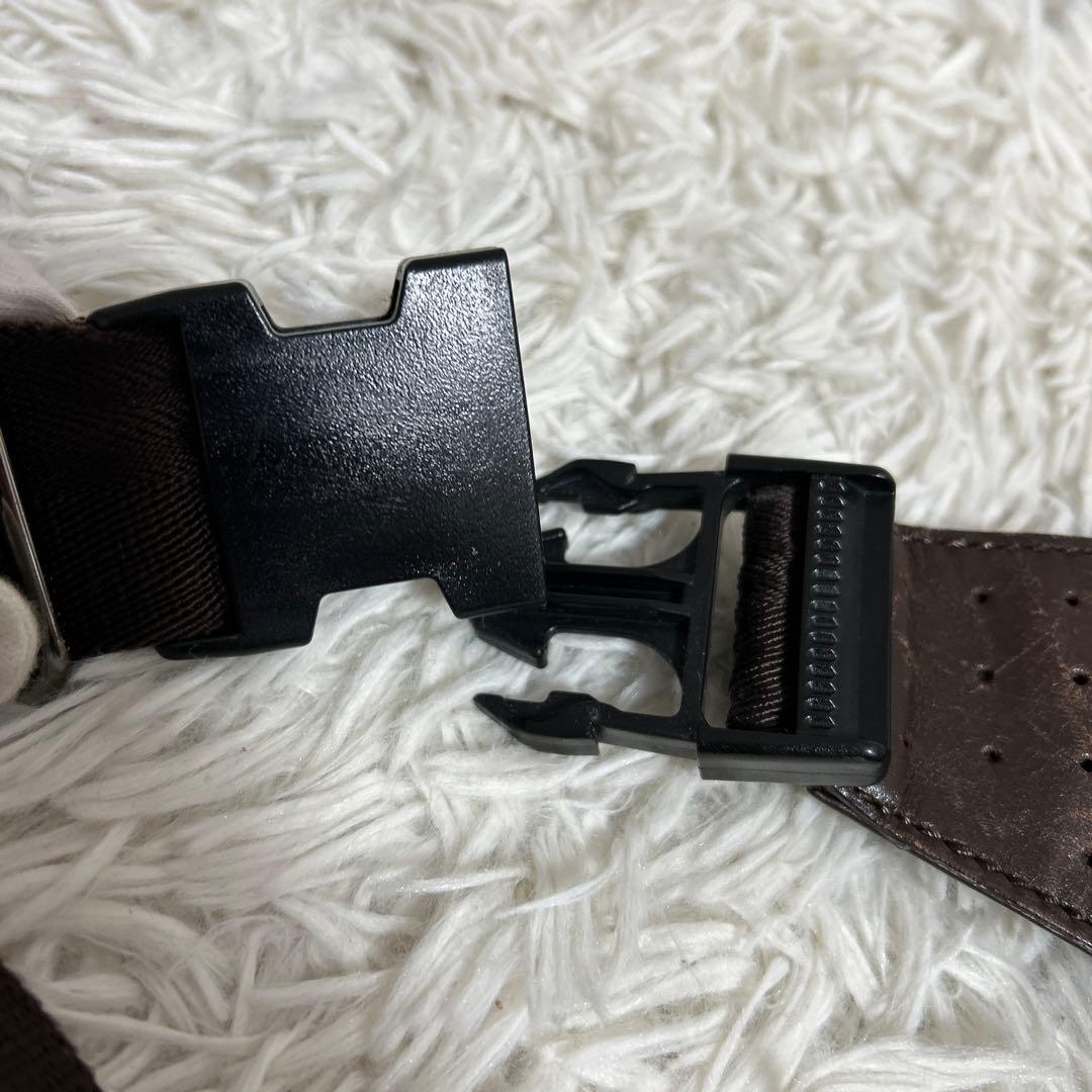 GUCCI ウエストバッグ　GGキャンバス　ウエストポーチ　ブラウン　レザー