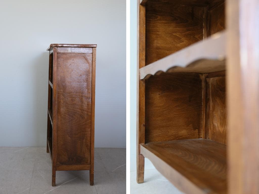 フランスアンティーク猫脚ブックシェルフ/木製本棚/飾り棚/食器棚(90-157)