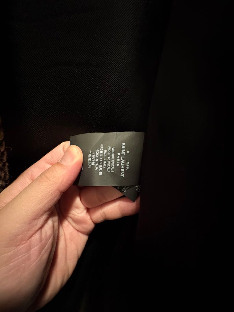 SAINT LAURENT グレー ヘリンボーン チェスターコートサイズ44