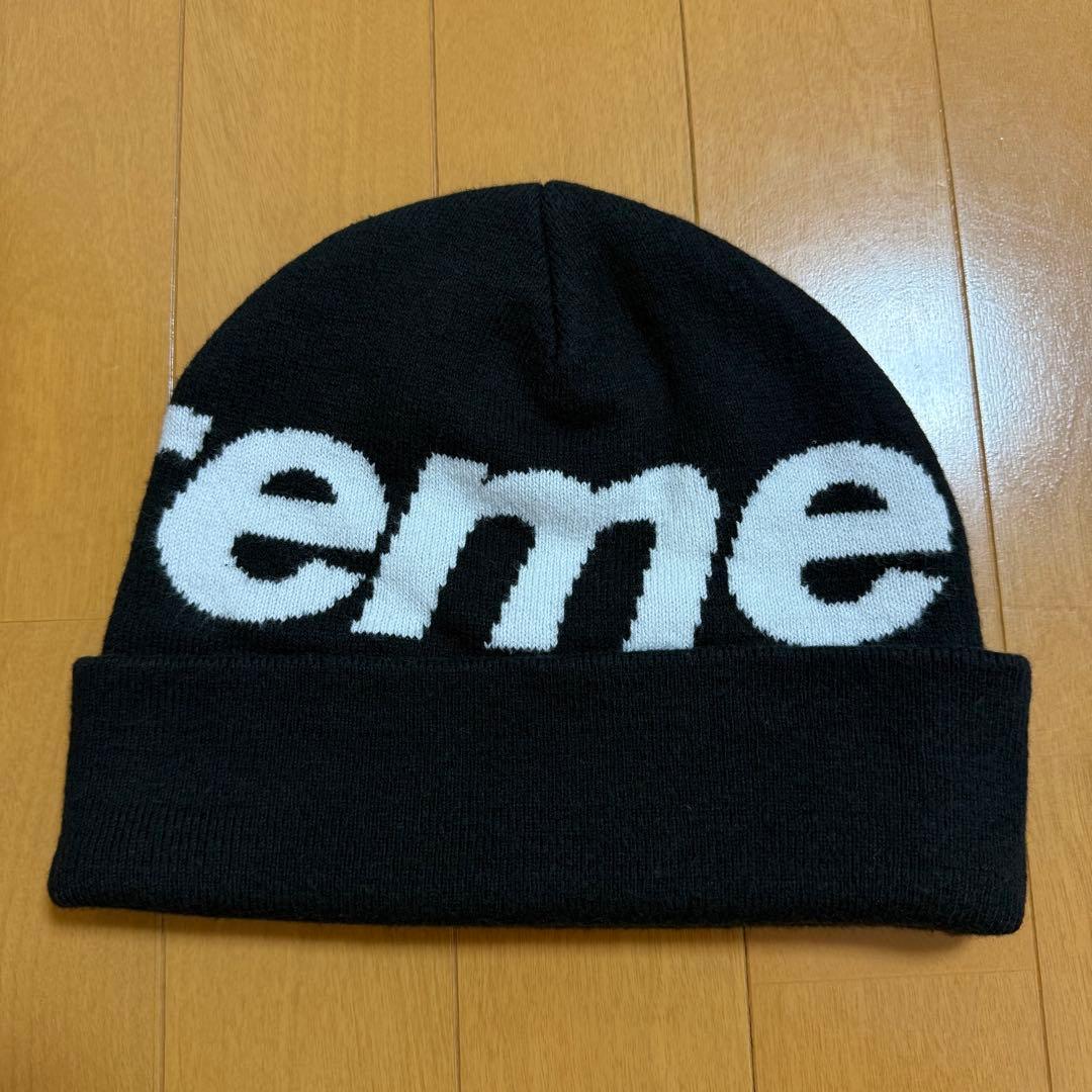 ほぼ未使用 Supreme Big Logo Beanie ブラック 24aw