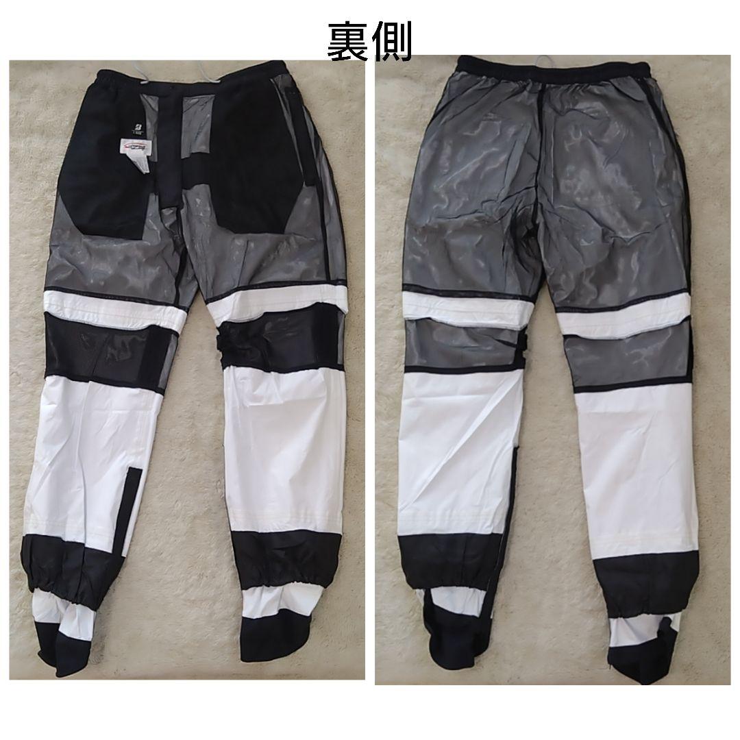 新品 ブリヂストンゴルフ 水神レイン上下セット ゴルフウェア 白×黒 メンズL