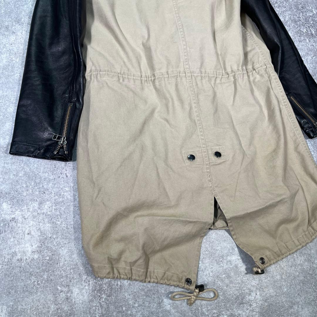 ▽クリスチャンダダ モッズコート レザー切替 M ライナー ファー Y2K